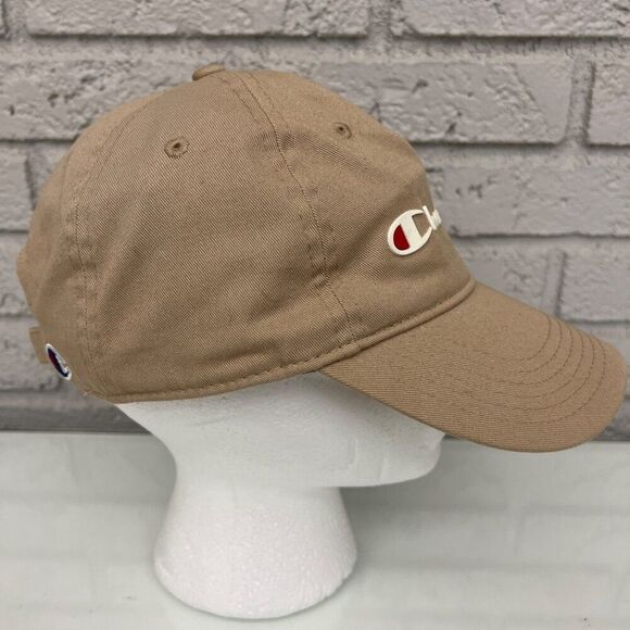 Champion Unisex Tan White Logo Sports Cap Hat OSFA - Picture 2 of 6